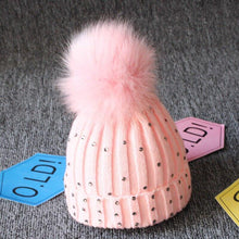 Load image into Gallery viewer, Fashion TrendBaby Girls Lovely Winter Warm Fur kintted Pompom Beanies Cap For Winter In Elegant Style
