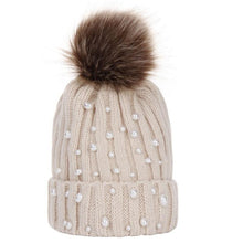 Load image into Gallery viewer, Luxury Baby Kids Pompom Newborn Baby Hat Cap Knitted Warm Hats With Rhinestone for Baby Girl/Boy Beanie Soft Toddler Hat
