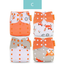 Load image into Gallery viewer, 4PCS/SET Washable Eco-friendly Diaper Ecological Adjustable Nappy Reusable Cloth Diapers Set For Baby and Kids
