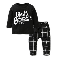 Load image into Gallery viewer, Newborn Baby Boy Clothes Set Long Sleeve Letter Like A Boss T-shirt , Pants Infant Clothing Set For Baby

