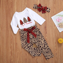 Load image into Gallery viewer, Newborn Baby Boys Girls Christmas Tree Printed Pullover Top and Leopard Pants Christmas Outfits 3pcs
