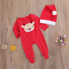 Load image into Gallery viewer, Newborn Baby Boy Girl Long Sleeve Footies Jumpsuit Autumn Polka Dot Zipper Christmas style Romper For Boys And Girls

