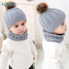 Load image into Gallery viewer, Trend New Toddler Hat Baby Girls and Boys Winter Warm Knitted Wool Hemming Hat Beanie Cap and Warm Scarf
