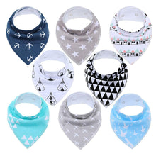 Load image into Gallery viewer, 8PCS/SET Pack Baby Bandana Organic Absorbent Soft Cotton Drool Bibsfor Teething And Feeding Bib For Baby and Kids Feeding
