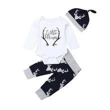 Load image into Gallery viewer, Newborn Baby Boy Clothes Costume Little Man Romper+Deer Leggings+Hat Warm Outfit Baby Boy Infant Clothes In elegant Modern Design
