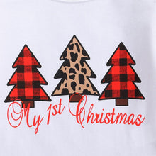 Load image into Gallery viewer, Newborn Baby Boys Girls Christmas Tree Printed Pullover Top and Leopard Pants Christmas Outfits 3pcs
