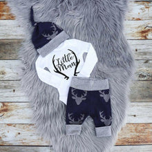 Load image into Gallery viewer, Newborn Baby Boy Clothes Costume Little Man Romper+Deer Leggings+Hat Warm Outfit Baby Boy Infant Clothes In elegant Modern Design

