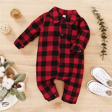 Load image into Gallery viewer, Spring Autumn Newborn Cotton  Casual classic Plaid Collar Jumpsuit for Baby Boys / Girls In Elegant Retro Modern Style
