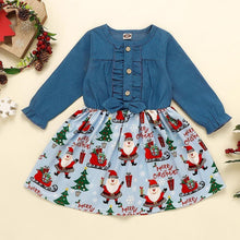 Load image into Gallery viewer, Baby Girls Print Christmas Santa Dress Princess Outfits Long Sleeve Fashion  Unique Design Perfect Gift

