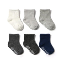 Load image into Gallery viewer, 6 Pairs Cotton Baby 's Non-slip Boat Low Cut Floor Socks With Rubber Grips For Boys &amp; Girls Sock
