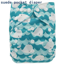 Load image into Gallery viewer, Newborn Cloth Diaper Sewed in Charcoal Bamboo Insert and Suede Pocket Diapers Waterproof Baby Nappies Design for Baby
