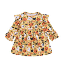 Load image into Gallery viewer, Modern Autmn Colorful Baby Kids Girl Dress For Kids Infant Baby Girls 1-6Years In Hallowen Pumpkin Design Autmn Season
