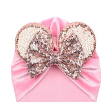 Load image into Gallery viewer, Modern Shiny Cute Dot  Big Bow Baby Cap Hat For Girls Kids Flannel Beanie Autumn Winter Warm Girls Turbans
