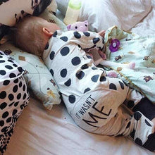 Load image into Gallery viewer, Fashion "It wasnt me " Baby Boy Girl Clothes Newborn Toddler Long-sleeved Dot jumpsuit Infant Clothing set Outfits
