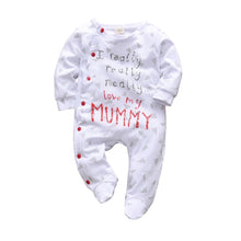 Load image into Gallery viewer, Newborn Baby Rompers Pajama Cotton Cute Letter I Love Daddy and Mummy Long Sleeve rompers Clothes For Baby Kids
