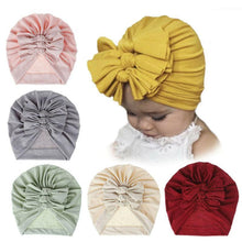Load image into Gallery viewer, Modern Handamde Toddler Baby Boys&amp; Girls Turban Head Wrap Beanie Cotton Hat Solid Cap Headband For Kids
