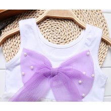 Load image into Gallery viewer, Baby Girl Clothes for Kids with Cute Purple Stripe and Round Neck  Sleeveless Chiffon Dresses For Girls
