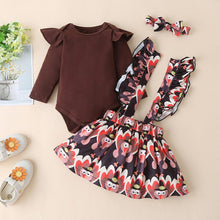 Load image into Gallery viewer, 2 Pcs  Newborn Baby Girls Clothes Set  Romper Tops Suspender Skirt Dress Thanksgiving  Winter  Outfits
