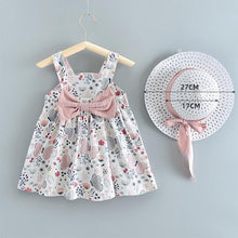 Load image into Gallery viewer, Luxury Modern Baby Girls Dresses With Hat 2pcs Clothes Sets Kids Clothes Baby Sleeveless Dress Print Floral Fruit Design Style

