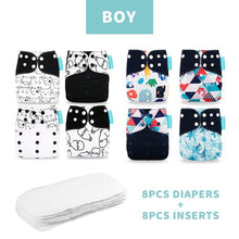 Load image into Gallery viewer, 4PCS/SET Washable Eco-friendly Diaper Ecological Adjustable Nappy Reusable Cloth Diapers Set For Baby and Kids
