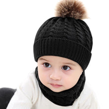 Load image into Gallery viewer, Trend New Toddler Hat Baby Girls and Boys Winter Warm Knitted Wool Hemming Hat Beanie Cap and Warm Scarf
