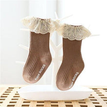 Load image into Gallery viewer, Newborn Baby Girl Socks Lace Baby Knee Socks Anti Slip Cotton Long Socks for Girls In retro Vintage Style
