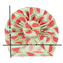 Load image into Gallery viewer, Luxury Modern Donut Baby Beanie Turban Hat Baby Cap Cotton Fruit Print Floral Toddler Baby Girl Cap Design
