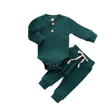 Load image into Gallery viewer, Infant Newborn Baby  Spring Autumn Ribbed Solid Clothes Sets Long Sleeve Bodysuits , Elastic Pants 2PCs
