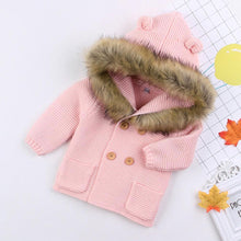 Load image into Gallery viewer, Warm Winter Luxury Newborn Baby Boy Girl Knitted Buttons Hooded Jacket Coat In Modern Design
