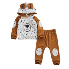 Load image into Gallery viewer, Newborn Boy Long Sleeve Bear Infant Hoodie Pant Tracksuit Set Pajamas For Kids In Bear Deisgn
