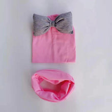 Load image into Gallery viewer, infant Baby Hat Girl big bow Butterfly Knot Cap cotton Collar Scarf set hat for girls baby
