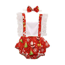 Load image into Gallery viewer, New Christmas Princess Set Newborn Baby Girls  Suspender Dress Romper Bodysuit And Hairband Set
