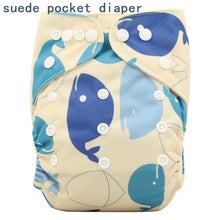 Load image into Gallery viewer, Newborn Cloth Diaper Sewed in Charcoal Bamboo Insert and Suede Pocket Diapers Waterproof Baby Nappies Design for Baby
