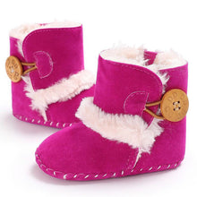 Load image into Gallery viewer, Newborn Infant Baby Snow Boots Winter Warm Cotton Baby Shoes Solid Button Autumn Ankle Bright Colors Boots
