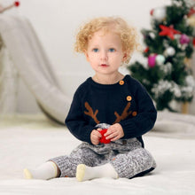 Load image into Gallery viewer, Baby Christmas Rompers Reindeer Knitted  Jumpsuits Toddler Children Warm Wool Clothes 0-2Y For Boys and Girls Christmas Eve Costume
