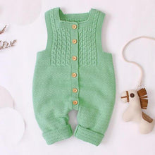 Load image into Gallery viewer, Handmade Baby Knitting Rompers Sleeveless Solid Color Jumpsuit Winter Romper For Girls and Boys In Modern Retro Style
