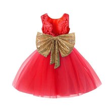 Load image into Gallery viewer, Pink Backless Princess Gold Luxury Dress With Bow Baby Dress for Girl Birthday Party Newborn dress For Birthday Girls Dress 1-5 years
