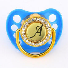Load image into Gallery viewer, Modern Luxury Diamond Initials Letter Rhinestone Black Baby Pacifier/ Nipple For Baby Boys and Baby Girls Kids
