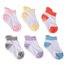 Load image into Gallery viewer, 6 Pairs Cotton Baby 's Non-slip Boat Low Cut Floor Socks With Rubber Grips For Boys &amp; Girls Sock

