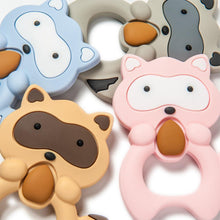 Load image into Gallery viewer, Silicone Raccoon Animal Cartoon Teether  Food Grade Chewable  Teething Toddle Safe For Baby And Perfect Gift For Babies
