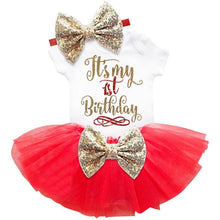 Load image into Gallery viewer, Luxury Modern Baby Girl First 1st Birthday Party Dress Cute Pink Tutu Cake Outfits For Birthday Party with Big Bow And Unicorn Design
