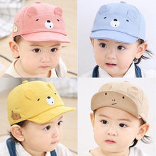 Load image into Gallery viewer, Cartoon Bear Baby Hat Cap Adjustable Baseball Cap Cute Striped Cotton Kids Sun Hat for Baby Boys
