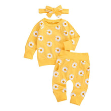 Load image into Gallery viewer, Newborn Baby Girl Two Pieces Set Long Sleeve Top Pant Headband Clothing Sets Perfect Gift For Kids
