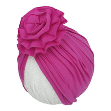 Load image into Gallery viewer, Handmade Pleated Flower Babies' Knitted Cotton Cloth Turban For Baby Girls In Elegant Style

