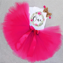 Load image into Gallery viewer, Luxury Modern Baby Girl First 1st Birthday Party Dress Cute Pink Tutu Cake Outfits For Birthday Party with Big Bow And Unicorn Design
