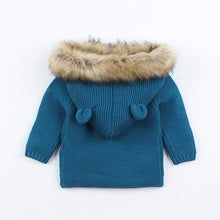 Load image into Gallery viewer, Modern Luxury Winter Warm Newborn Baby Boy Girl Knit Hooded Coat Fur Collar Jacket Clothes FOr Boys and Girls
