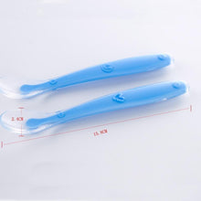 Load image into Gallery viewer, Silicone Baby Soft Soup Spoon Healthy Infant Sucker Candy Color Kitchen Cooking Spoon Rice Spoon Children Dishes Tableware for Kids
