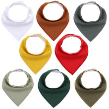 Load image into Gallery viewer, 8PCS/SET Comfortable Colorful 100% Organic Cotton Adjustable Snaps Bandana Saliva Bibs For Baby Boys &amp; Girls Kids
