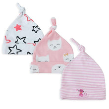 Load image into Gallery viewer, Printed Baby Hats &amp; Caps For Newborn Baby Accessories In Elegant Modern Design Set Of 3PCS For Baby Kids
