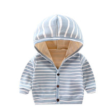 Load image into Gallery viewer, Baby Spring Autumn Striped Cardigan Button Velvet Lining Clothes Newborn Long Sleeves Coat/Jacket For Boys and Girls
